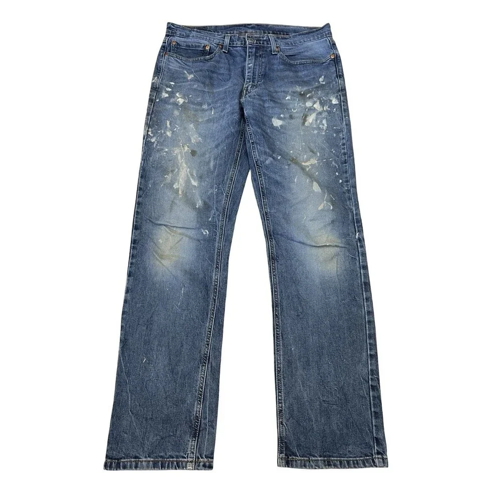 Levi's 541 Men’s Athletic Taper Stretch Denim Jeans Blue Paints Splatter 34x34